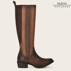 Women Cuadra Tall & Knee-High Boots-High Brown Boot With Different Textures