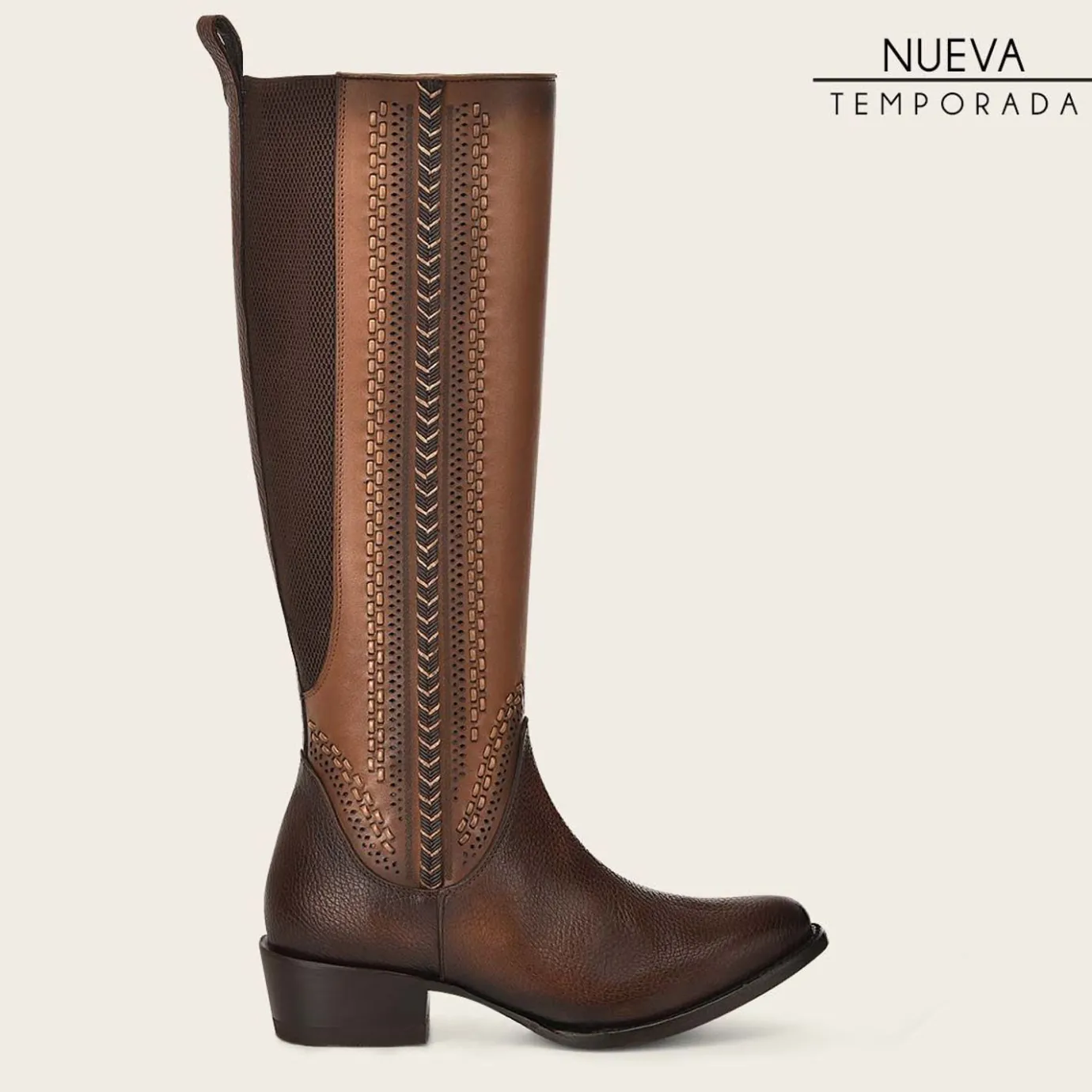 Women Cuadra Tall & Knee-High Boots-High Brown Boot With Different Textures