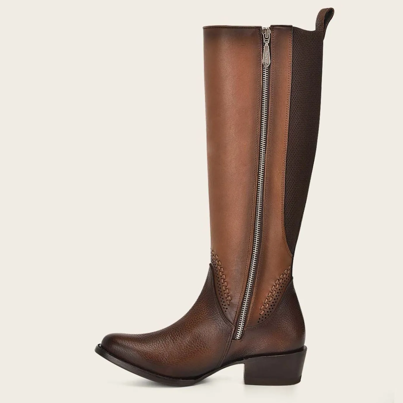 Women Cuadra Tall & Knee-High Boots-High Brown Boot With Different Textures