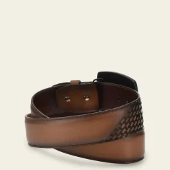 Men Cuadra Belts-Honey Brown Engraved Leather Western Belt