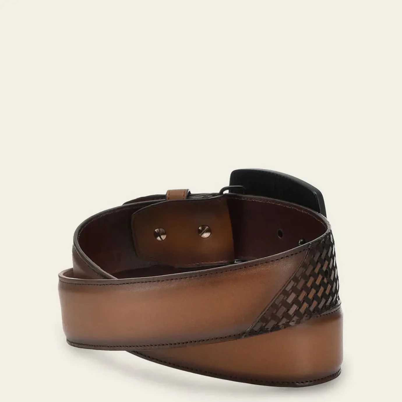 Men Cuadra Belts-Honey Brown Engraved Leather Western Belt