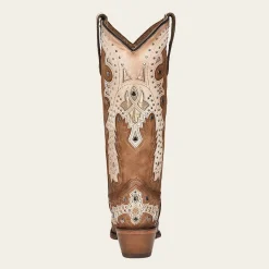 Women Cuadra Western Boots-Honey Brown Leather Cowboy Style Boot With Shiny Finish