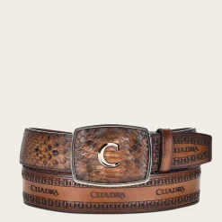 Men Cuadra Belts-Honey Engraved Python Leather Western Belt