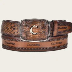 Men Cuadra Belts-Honey Engraved Python Leather Western Belt