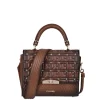 Women Cuadra Top Handle & Satchel Bags-Honey Leather Quilted Embroidery Handbag With Austrian Crystals