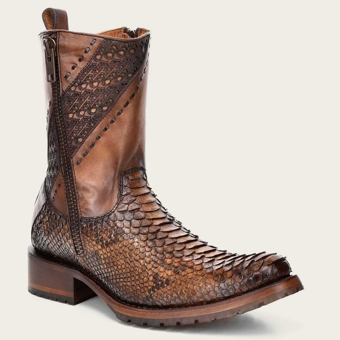 Men Cuadra Urban & Casual Boots-Honey Python Leather Cowboy Boots
