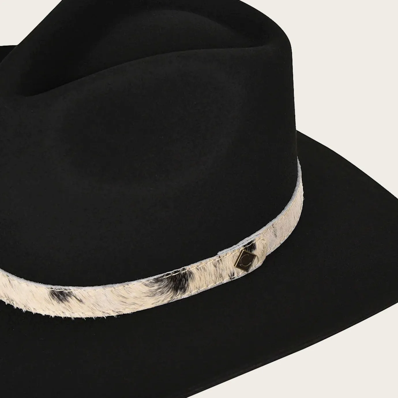 Women Cuadra Hats-Leathered Cow Belted Black Wool Hat