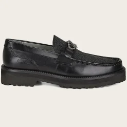 Men Cuadra Loafers & Driving Shoes-Men Loafer Shoe In Black Genuine Stingray Leather