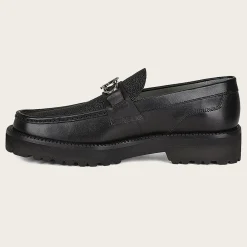 Men Cuadra Loafers & Driving Shoes-Men Loafer Shoe In Black Genuine Stingray Leather