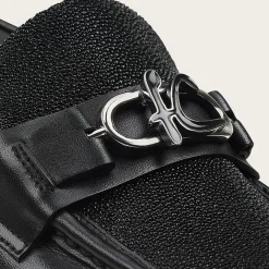 Men Cuadra Loafers & Driving Shoes-Men Loafer Shoe In Black Genuine Stingray Leather