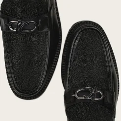 Men Cuadra Loafers & Driving Shoes-Men Loafer Shoe In Black Genuine Stingray Leather