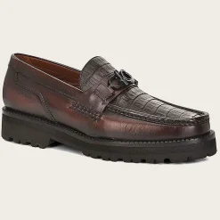 Men Cuadra Loafers & Driving Shoes-Men Loafer Shoe In Brown Genuine Cayman Leather