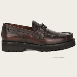 Men Cuadra Loafers & Driving Shoes-Men Loafer Shoe In Brown Genuine Cayman Leather
