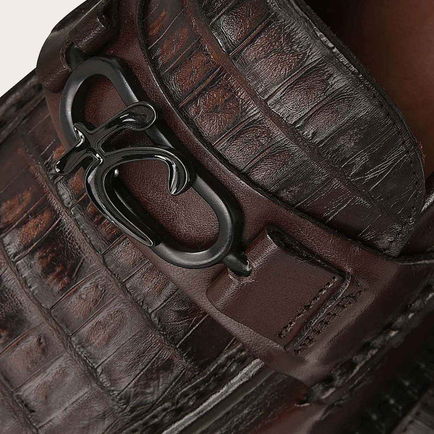 Men Cuadra Loafers & Driving Shoes-Men Loafer Shoe In Brown Genuine Cayman Leather