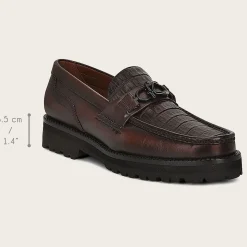 Men Cuadra Loafers & Driving Shoes-Men Loafer Shoe In Brown Genuine Cayman Leather