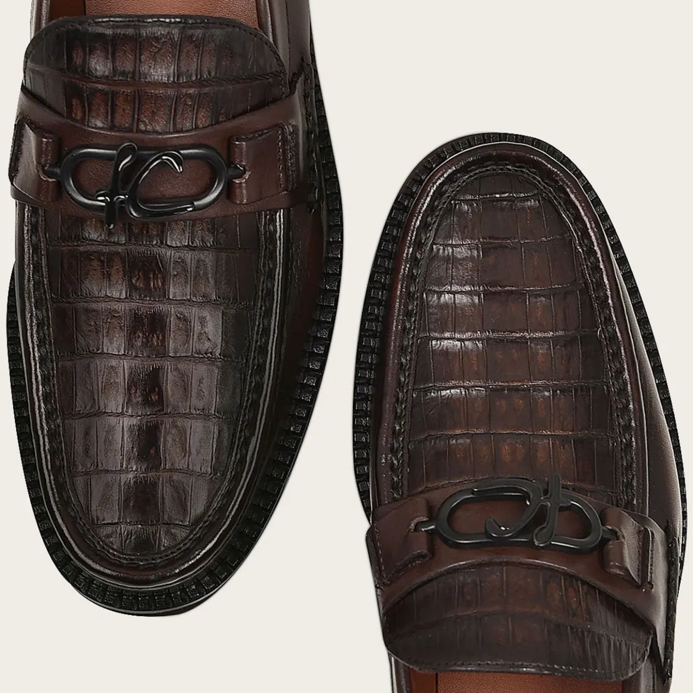Men Cuadra Loafers & Driving Shoes-Men Loafer Shoe In Brown Genuine Cayman Leather
