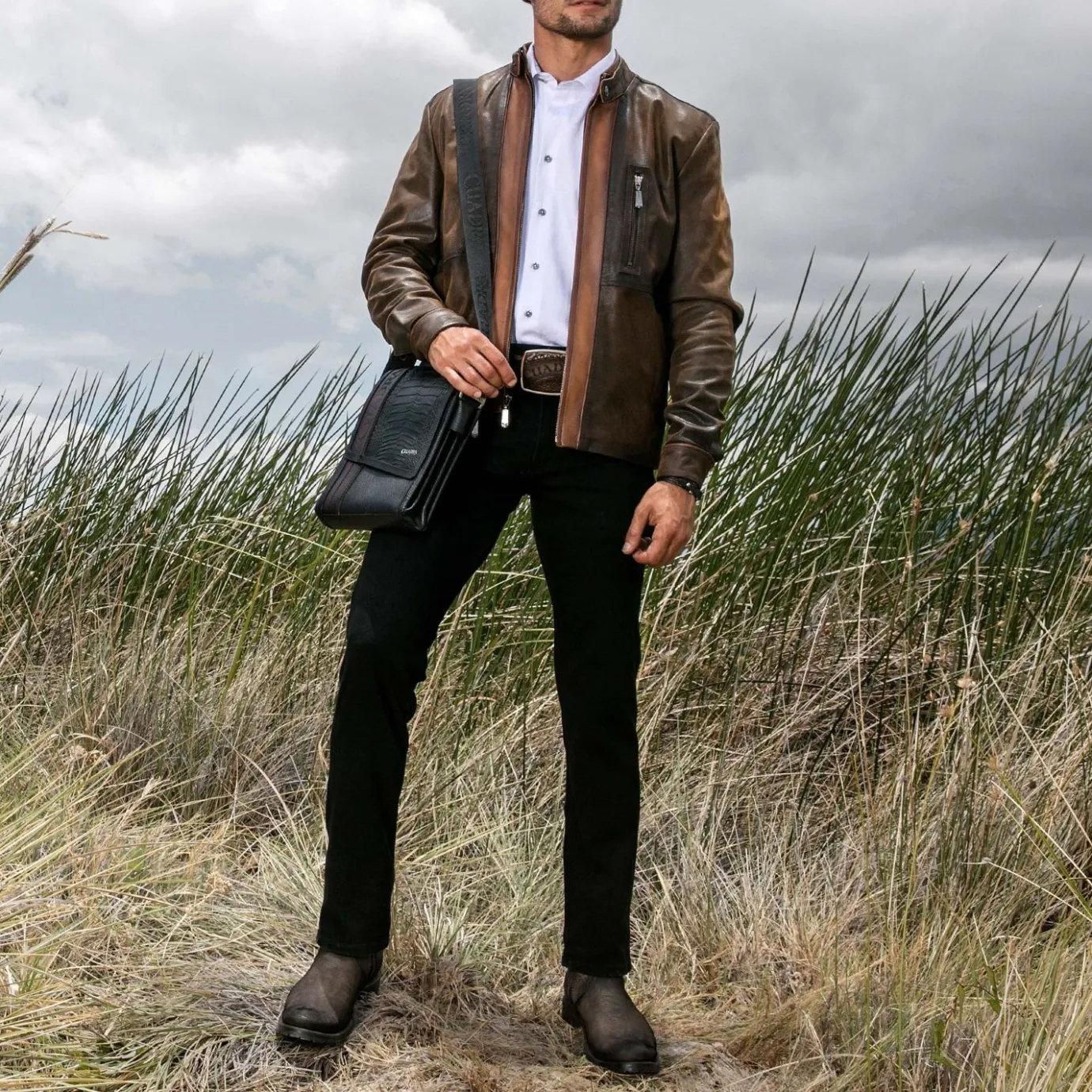 Men Cuadra Urban & Casual Boots-Mens Biker Boots Grey Leather