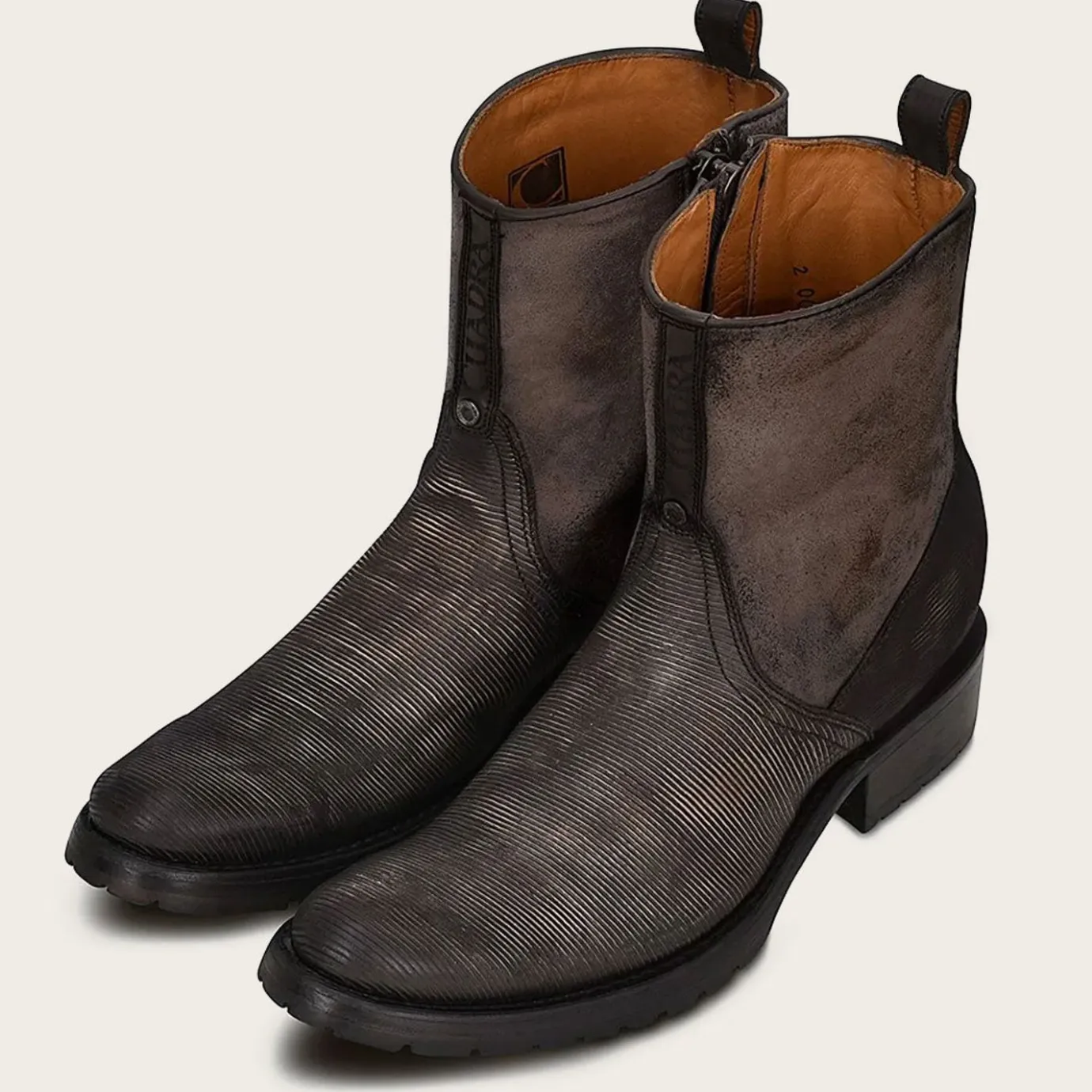 Men Cuadra Urban & Casual Boots-Mens Biker Boots Grey Leather