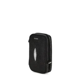 Men Cuadra Handbags-Mens Black Exotic Leather Cross Bag