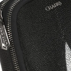 Men Cuadra Handbags-Mens Black Exotic Leather Cross Bag