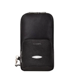 Men Cuadra Handbags-Mens Black Leather Shoulder Bag