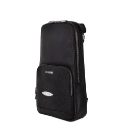 Men Cuadra Handbags-Mens Black Leather Shoulder Bag