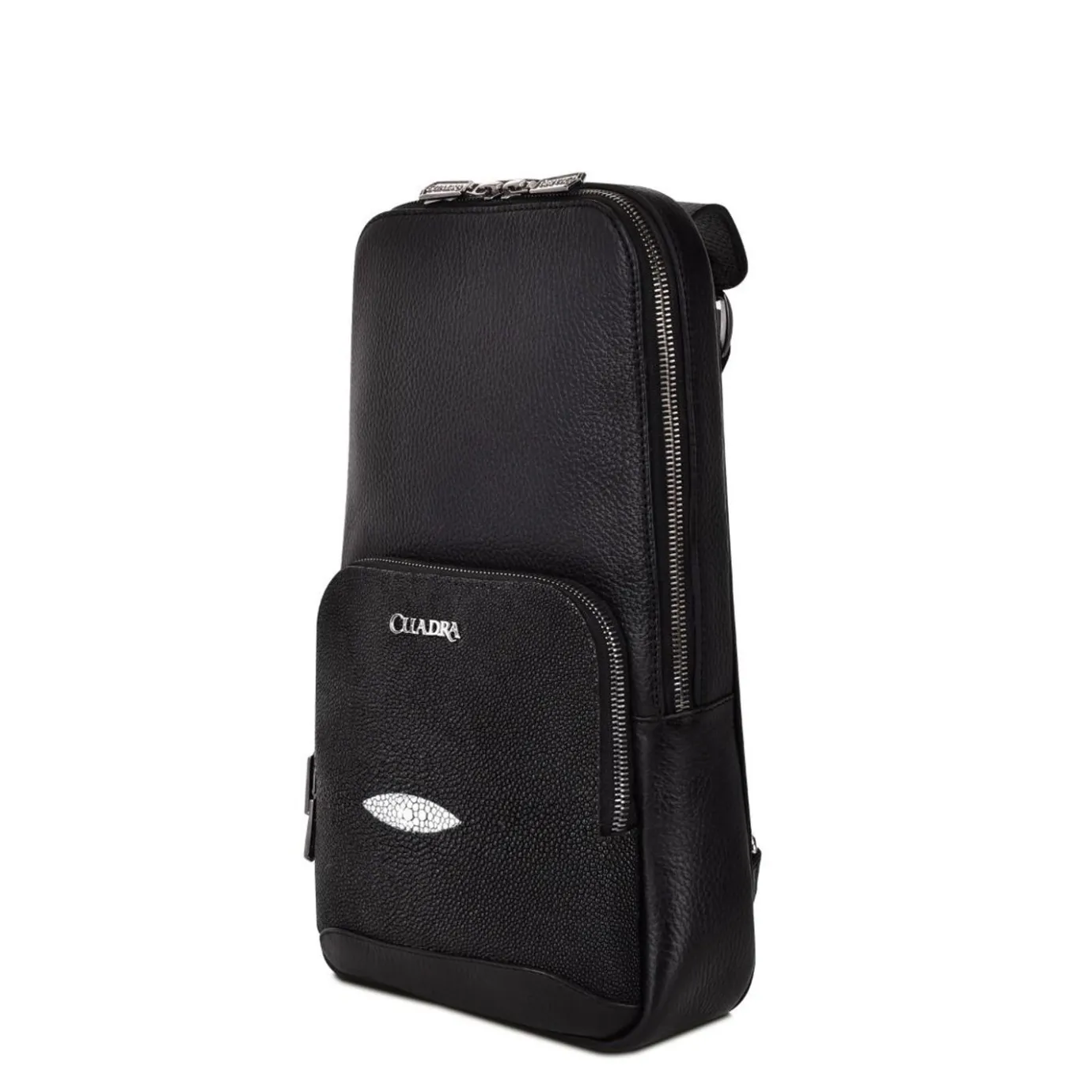 Men Cuadra Handbags-Mens Black Leather Shoulder Bag