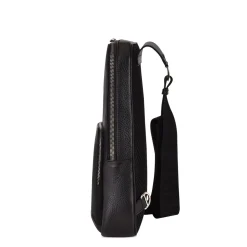 Men Cuadra Handbags-Mens Black Leather Shoulder Bag
