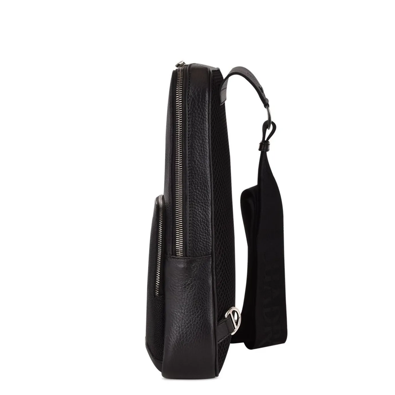 Men Cuadra Handbags-Mens Black Leather Shoulder Bag