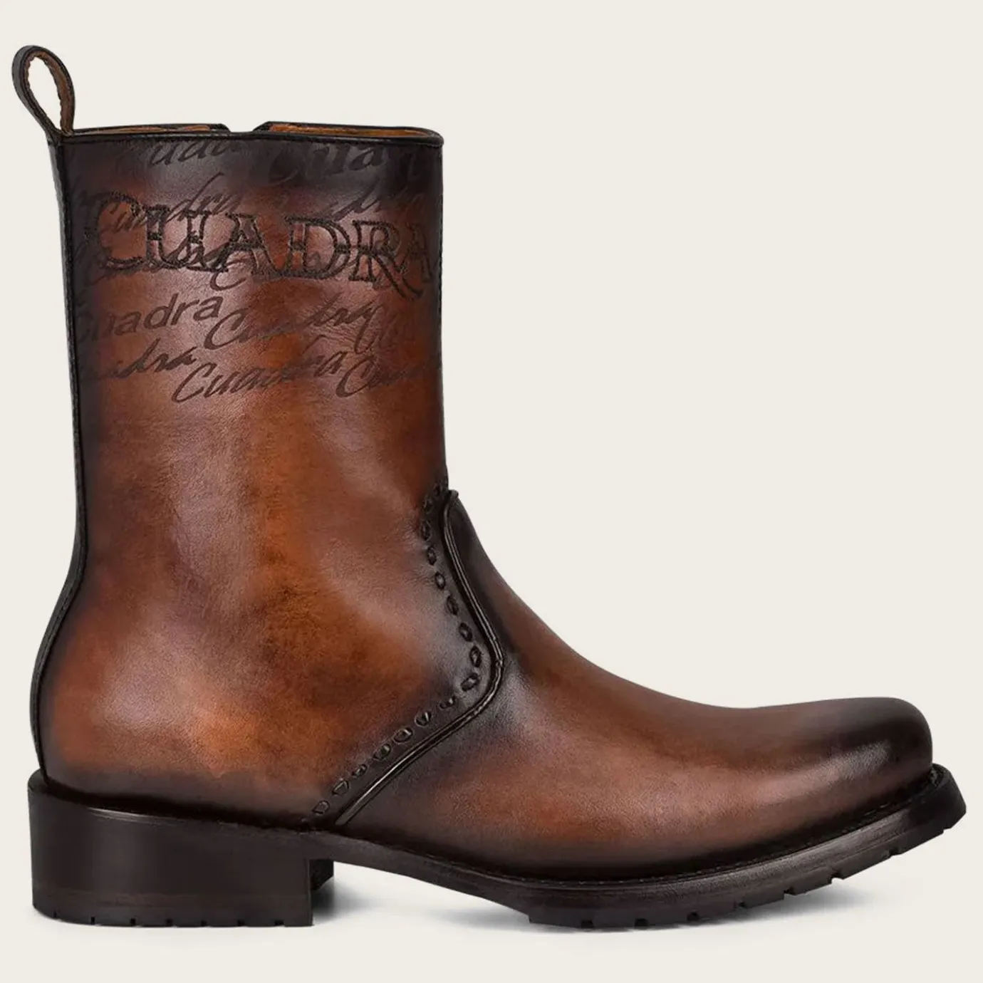 Men Cuadra Urban & Casual Boots-Mens Brown Dress Boots Embroidery And Engraved On Leather