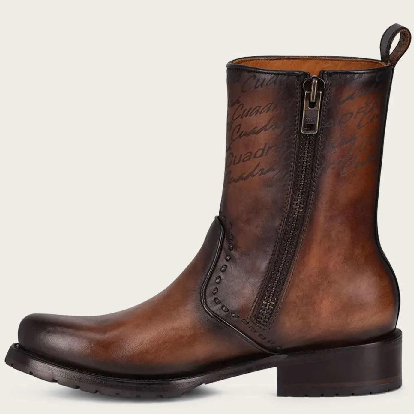 Men Cuadra Urban & Casual Boots-Mens Brown Dress Boots Embroidery And Engraved On Leather