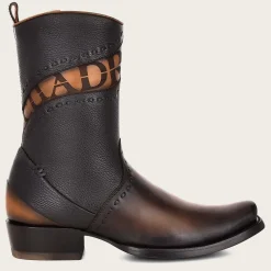 Men Cuadra Urban & Casual Boots-Mens Brown Leather Boots With Engraved Detail