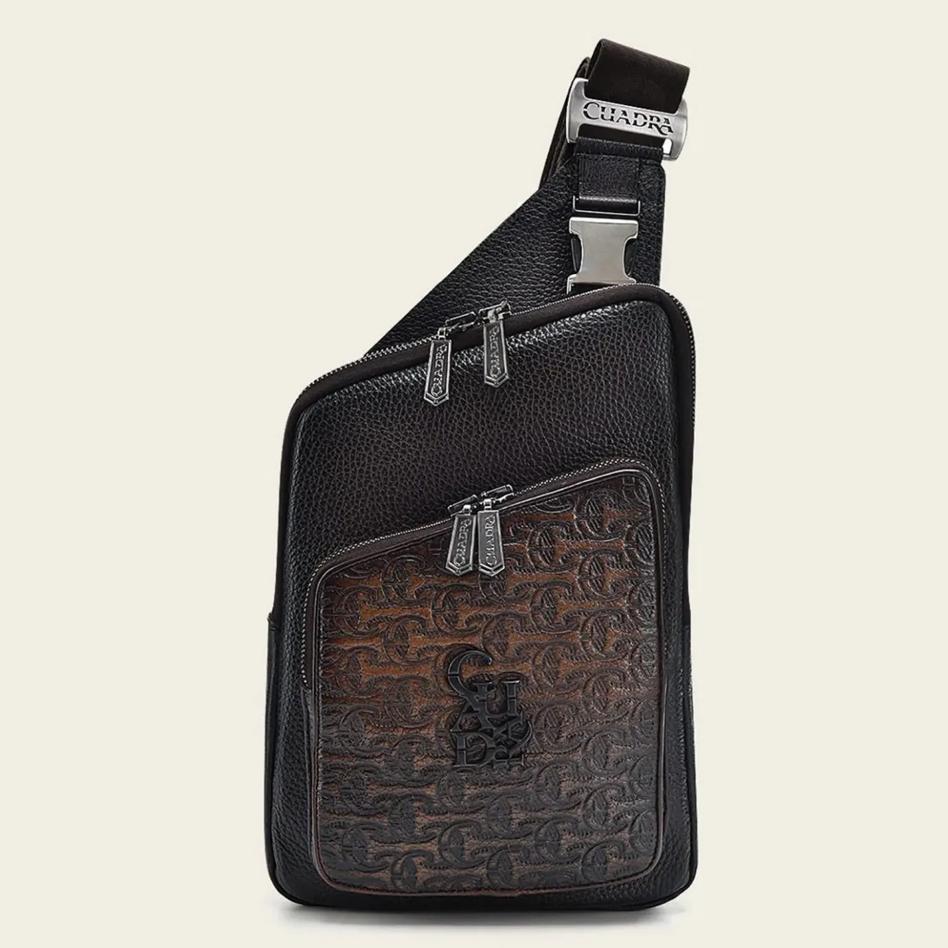 Men Cuadra Handbags-Mens Dark Brown Leather Shoulder Bag