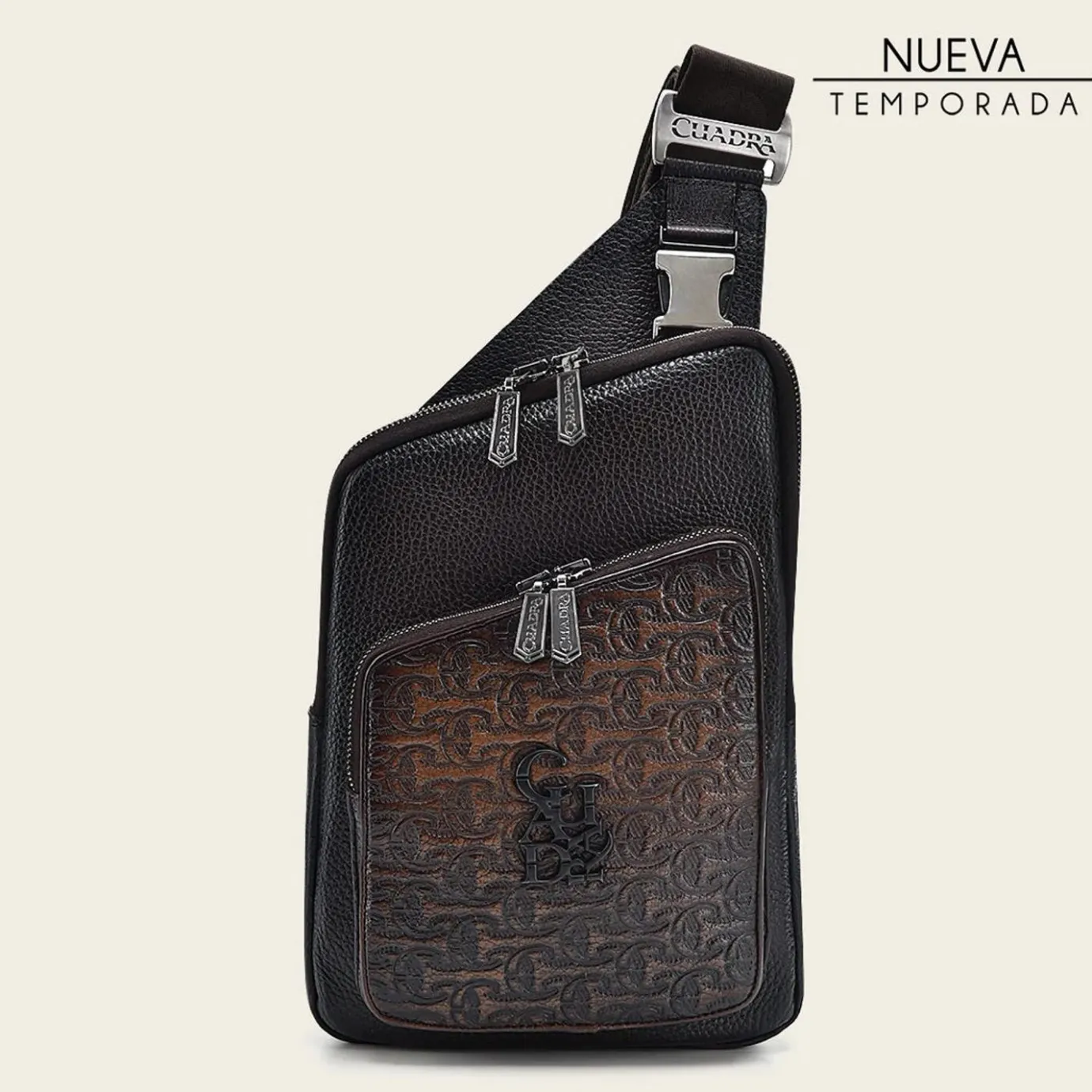 Men Cuadra Handbags-Mens Dark Brown Leather Shoulder Bag