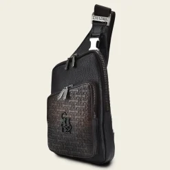 Men Cuadra Handbags-Mens Dark Brown Leather Shoulder Bag