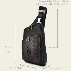 Men Cuadra Handbags-Mens Dark Brown Leather Shoulder Bag