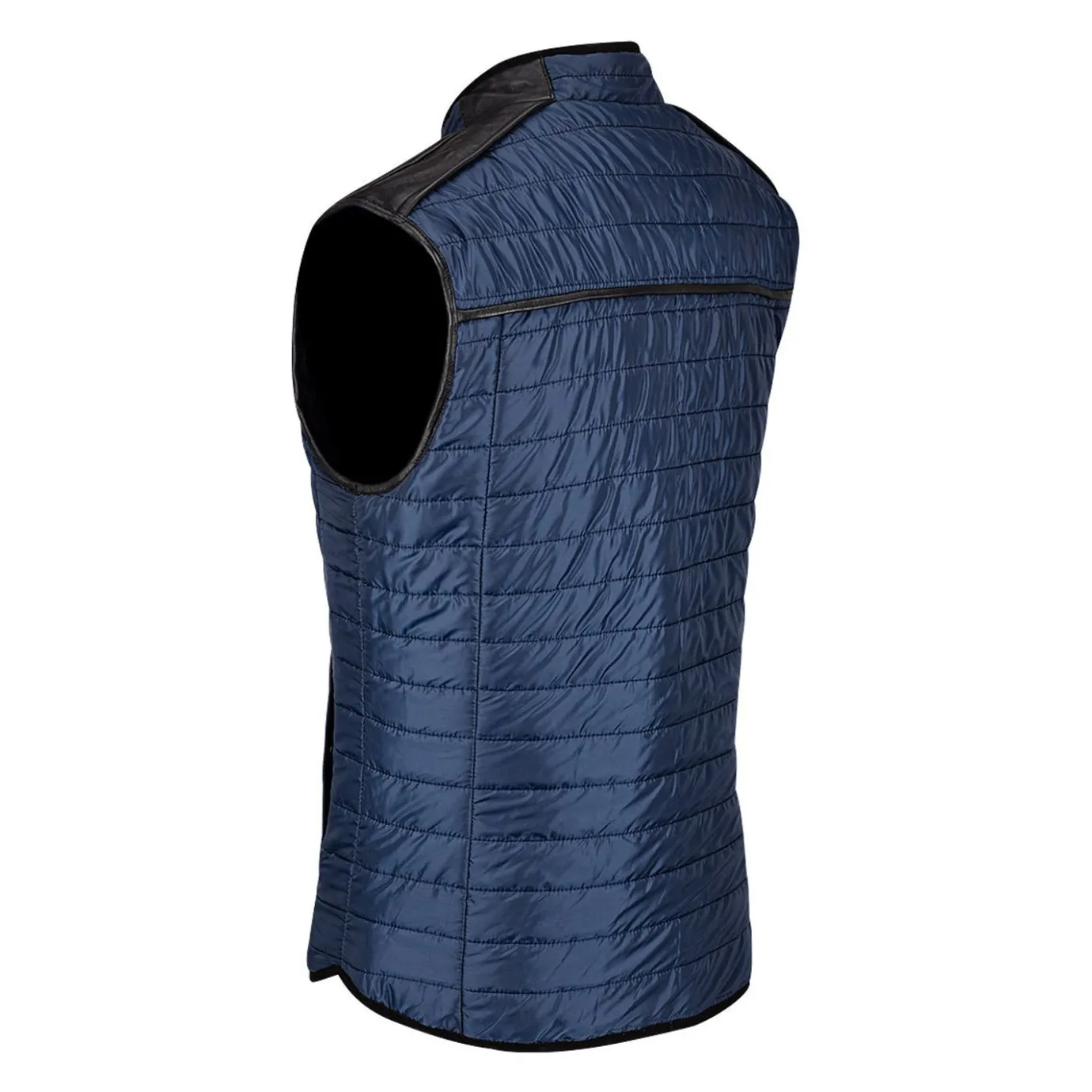 Men Cuadra Vests-Mens Doble View Black Leather Vest