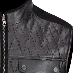 Men Cuadra Vests-Mens Doble View Black Leather Vest