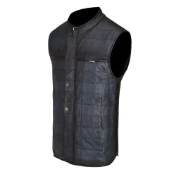 Men Cuadra Vests-Mens Doble View Blue Leather Vest