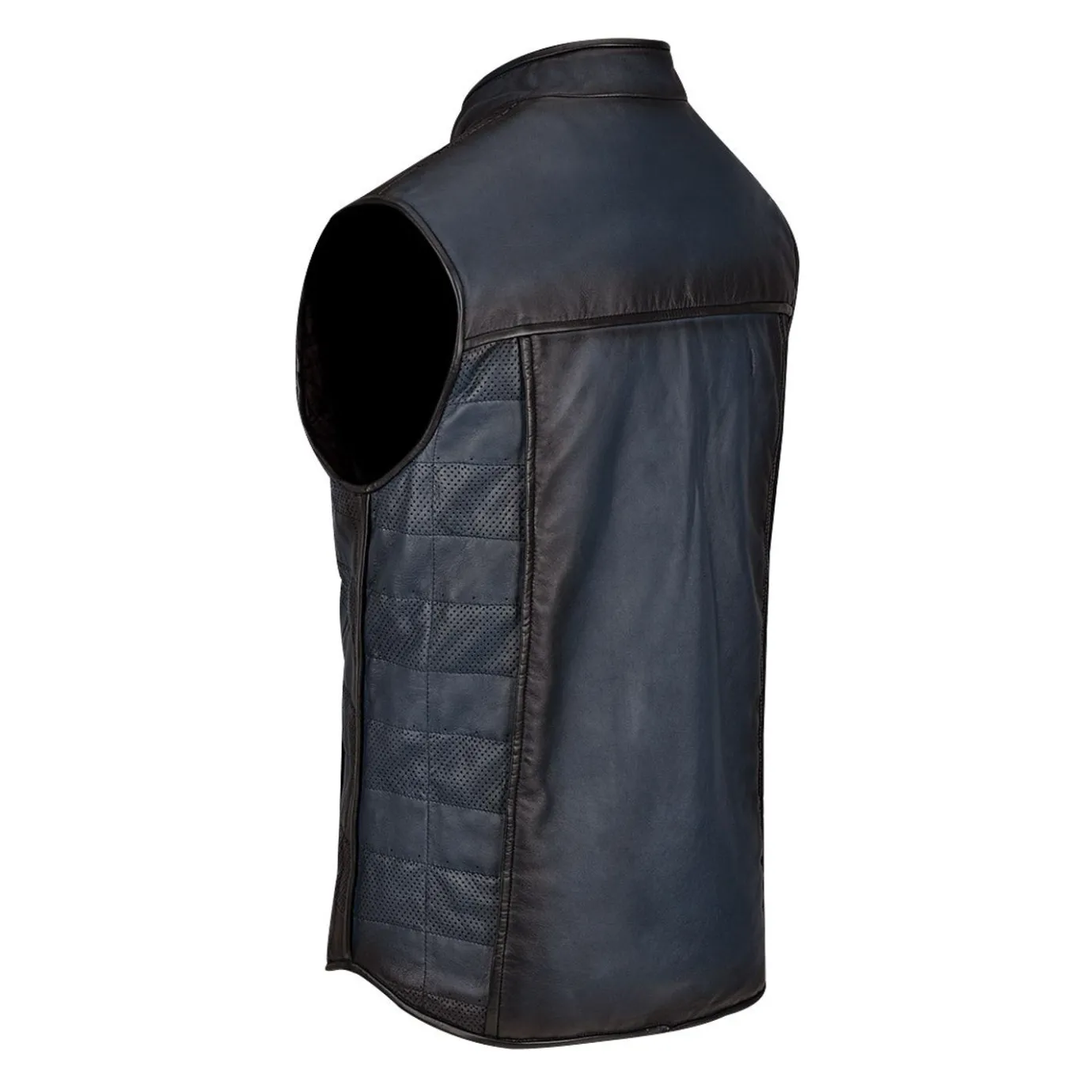 Men Cuadra Vests-Mens Doble View Blue Leather Vest