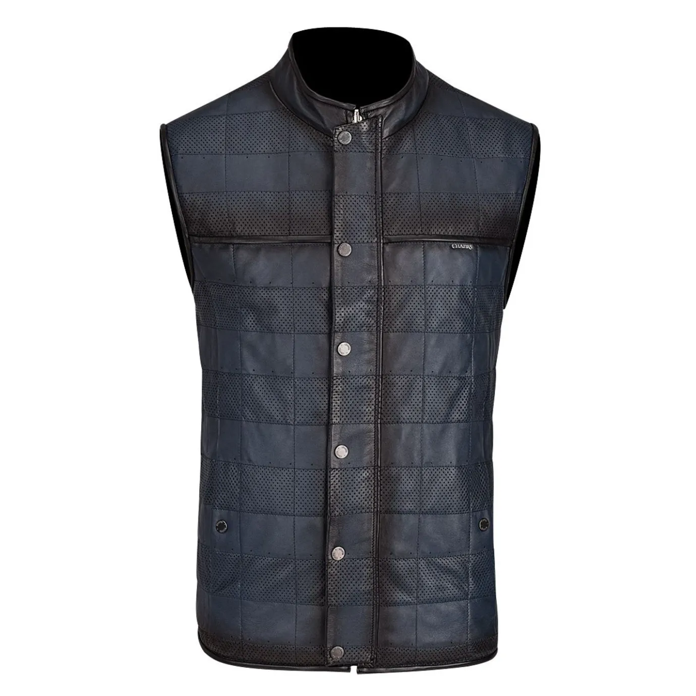 Men Cuadra Vests-Mens Doble View Blue Leather Vest