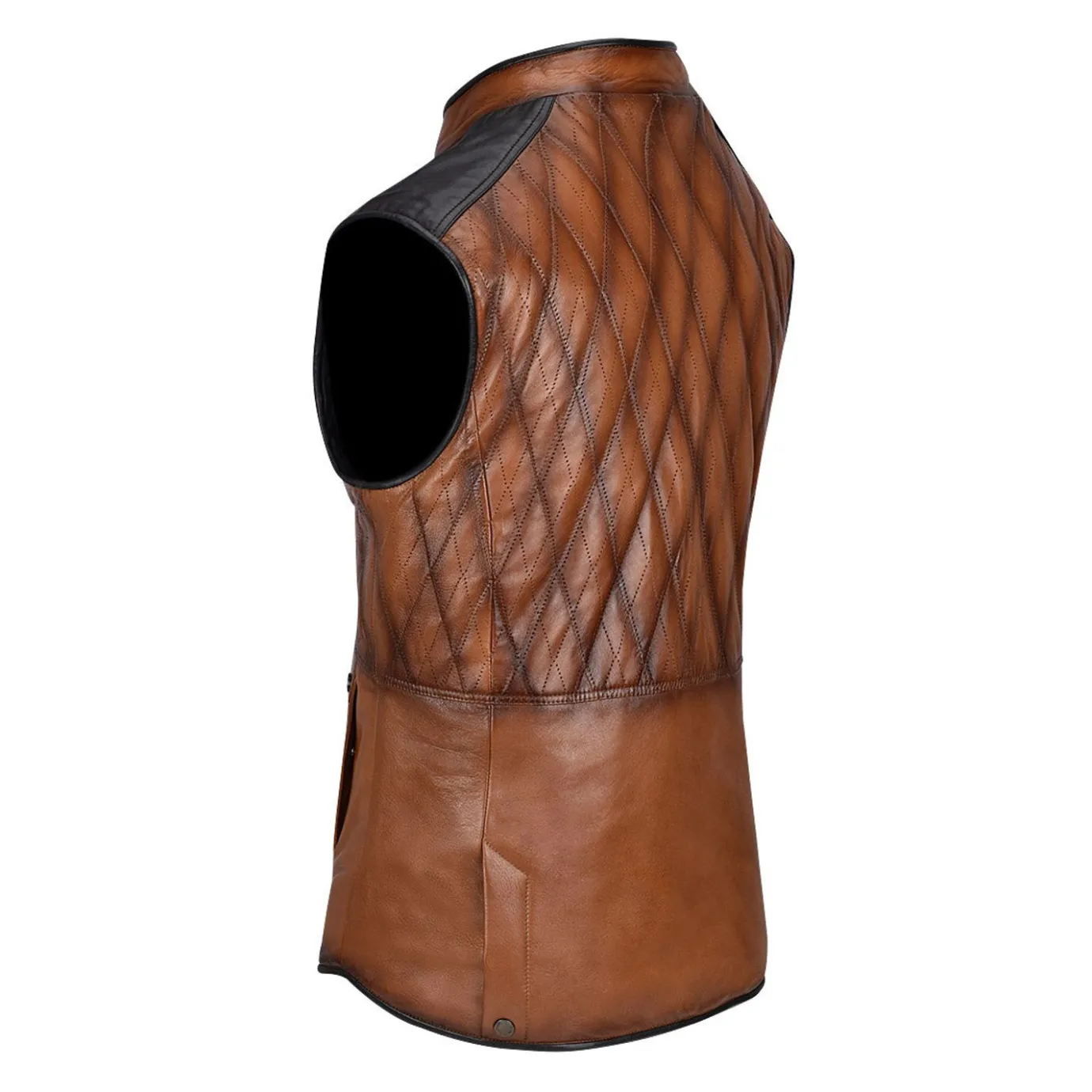 Men Cuadra Vests-Mens Doble View Brown Leather Vest