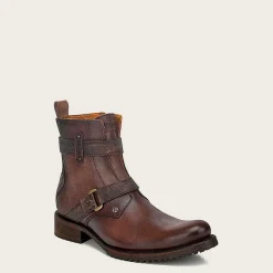 Men Cuadra Urban & Casual Boots-Mens Leather Ankle Boots, Hand-Painted In Brown Color
