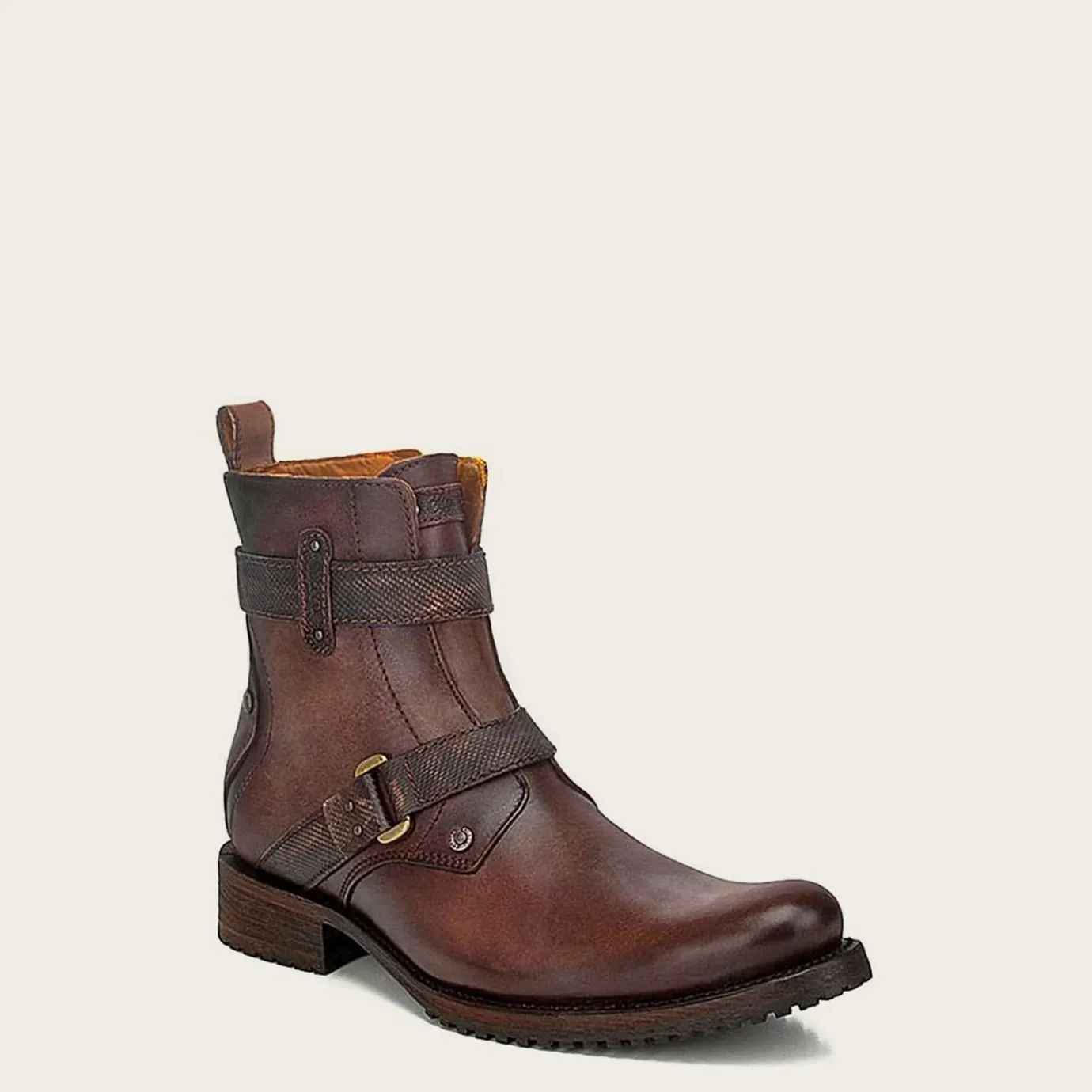 Men Cuadra Urban & Casual Boots-Mens Leather Ankle Boots, Hand-Painted In Brown Color