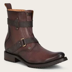 Men Cuadra Urban & Casual Boots-Mens Leather Ankle Boots, Hand-Painted In Brown Color