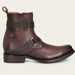 Men Cuadra Urban & Casual Boots-Mens Leather Ankle Boots, Hand-Painted In Brown Color