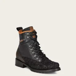 Men Cuadra Urban & Casual Boots-Mens Leather Ankle Boots Black Poisson Leather