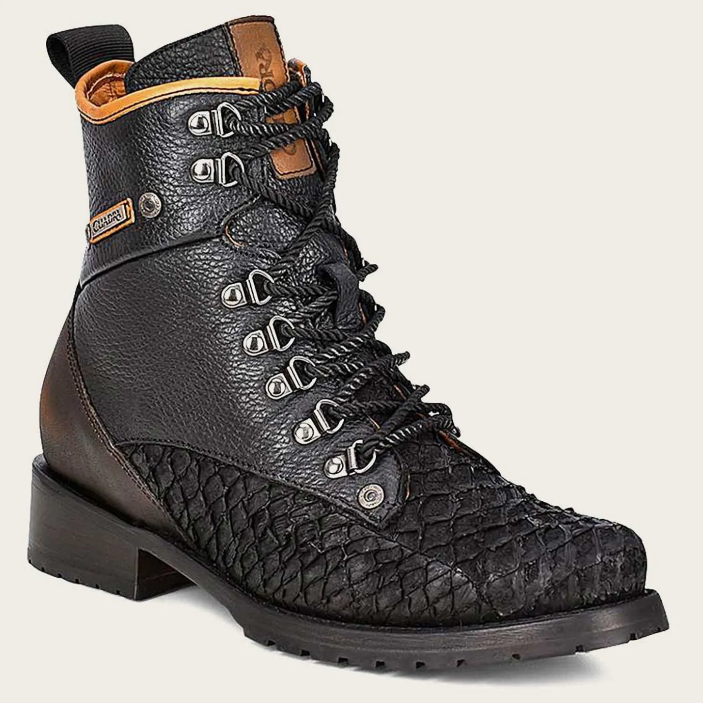 Men Cuadra Urban & Casual Boots-Mens Leather Ankle Boots Black Poisson Leather