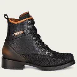 Men Cuadra Urban & Casual Boots-Mens Leather Ankle Boots Black Poisson Leather