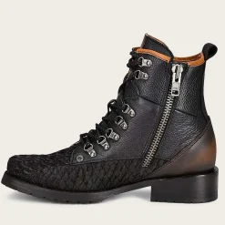 Men Cuadra Urban & Casual Boots-Mens Leather Ankle Boots Black Poisson Leather